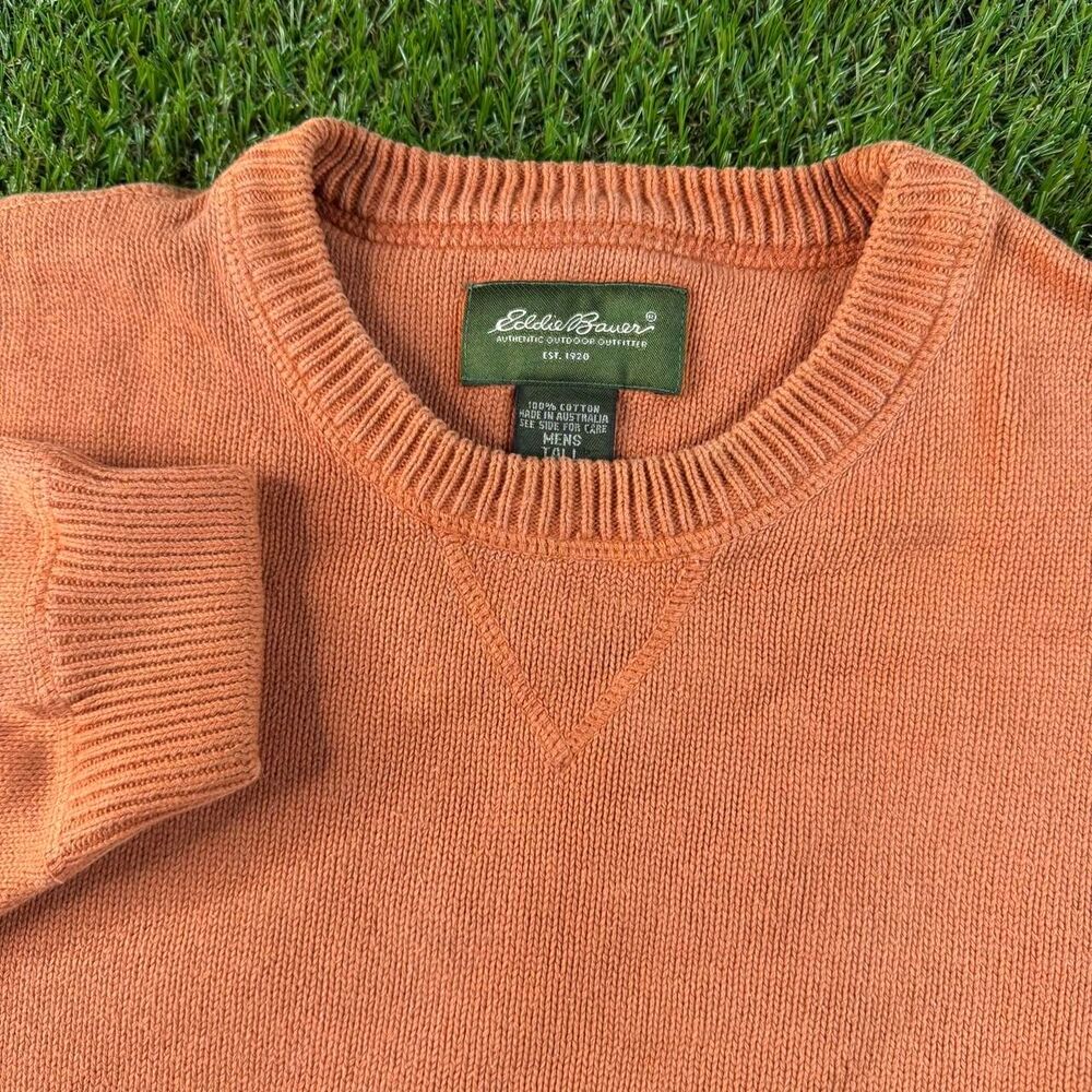 Vtg Eddie Bauer Orange Sweater Large Heavyweight Fall Australia Outdoors Y2K